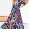 Dresses JAASE | Jaase - Tessa Maxi Dress: A Line Pull Tie Waist Dress In Rocco Print