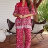 Jaase jaase | Jaase - Cici Pants: Mid Rise Relaxed Wide Leg Pant In Ruby Rogue Print