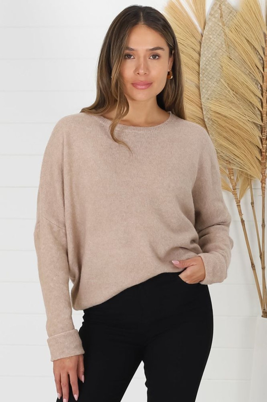 Jackets/Knitwear Salty Crush | Joanne Knit Top - Stone Brown