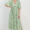 Dresses Salty Crush | Cait Midi Dress - A Line Dress With Bell Sleeves In Harriette Green