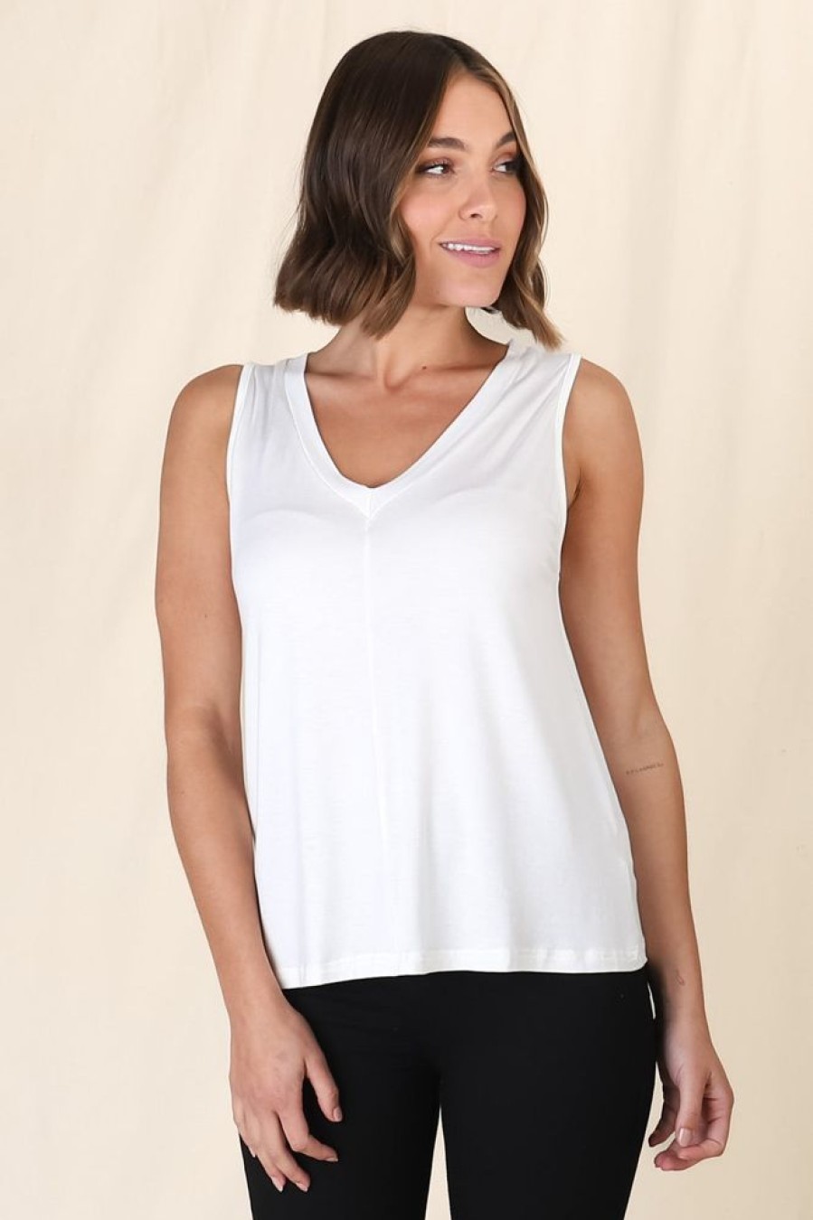 Tops Salty Crush | Sienna Tank Top - White