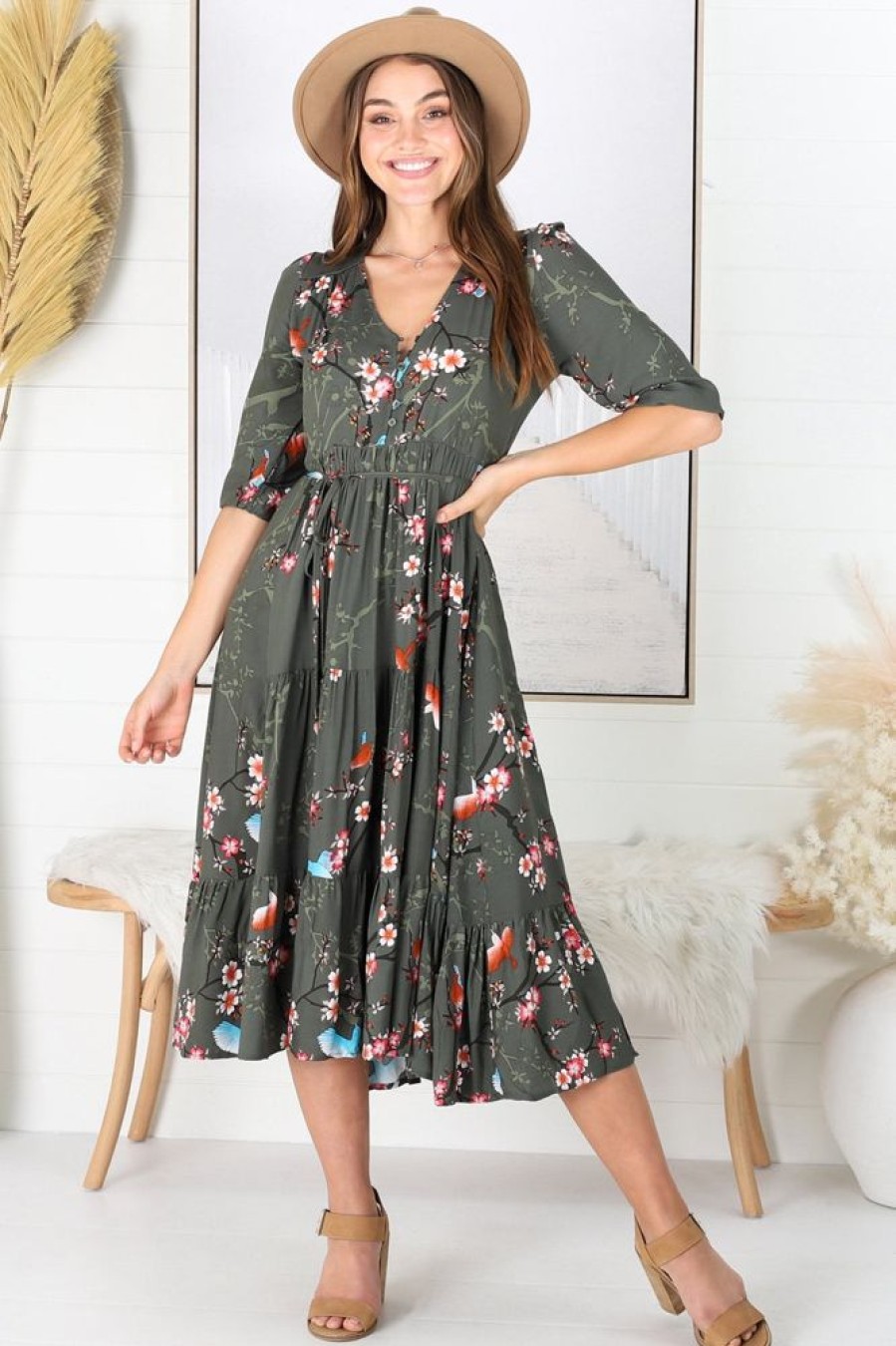 Dresses JAASE | Eve - Birds Paradise Midi Dress