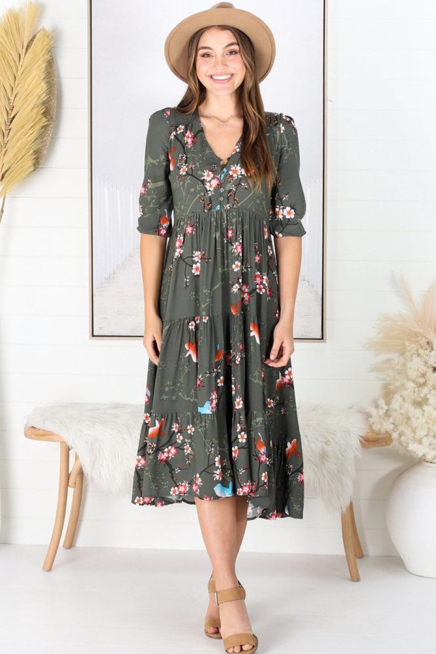 Dresses JAASE | Eve - Birds Paradise Midi Dress