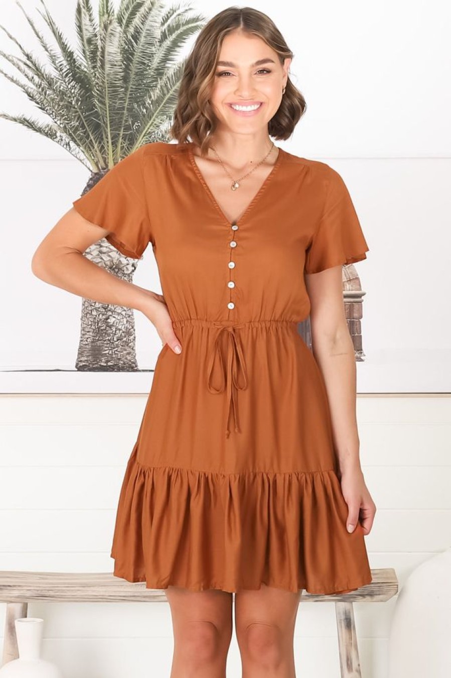 Dresses Salty Crush | Rosane Mini Dress - Rust