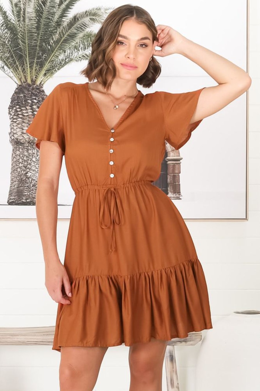 Dresses Salty Crush | Rosane Mini Dress - Rust