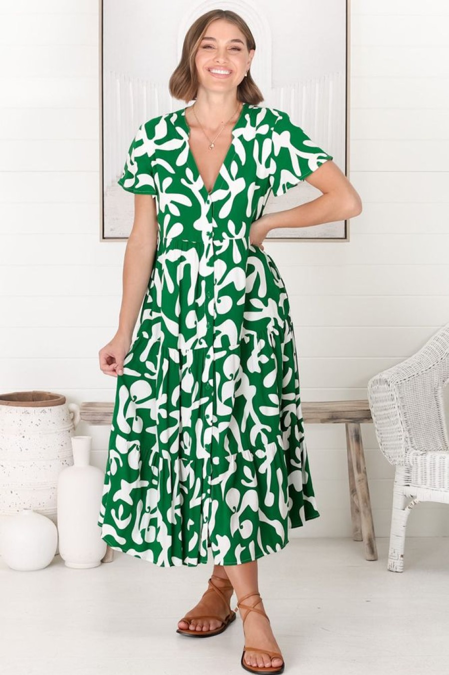 Dresses Salty Crush | Bree - Jaxie Midi Dress - Green