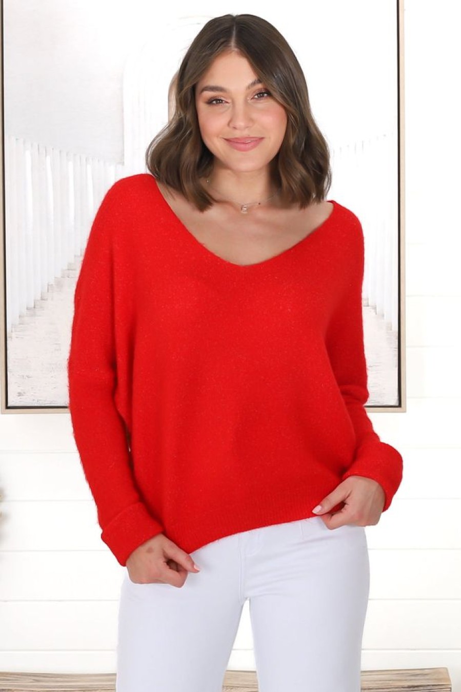 Tops Salty Crush | Carol Knit Top - Red