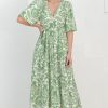 Dresses Salty Crush | Cait Midi Dress - A Line Dress With Bell Sleeves In Harriette Green