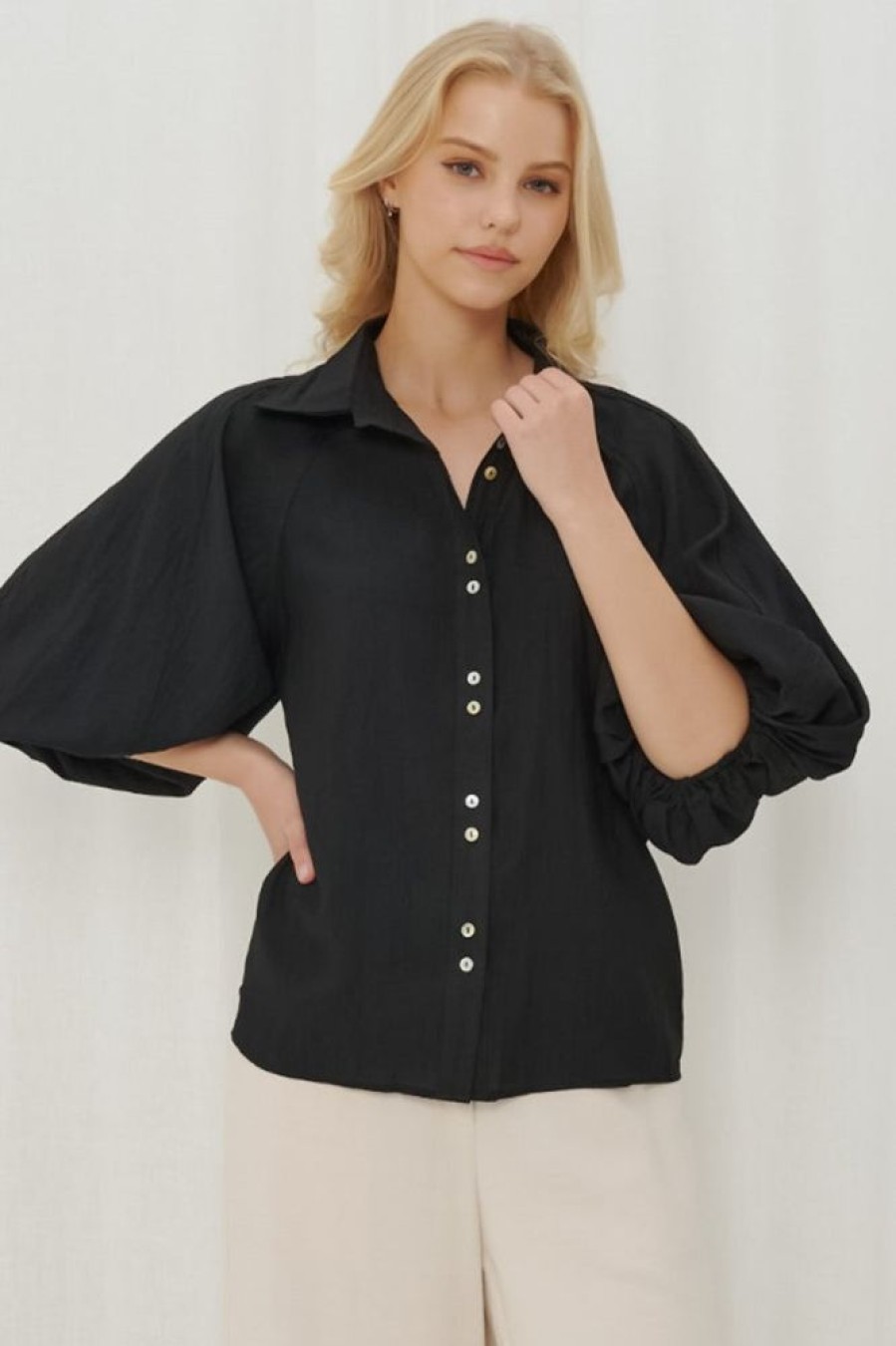 Tops Salty Crush | Marina Blouse - Black