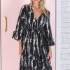 Dresses Salty Crush | Sami Mini Dress - Tiered Dress With Flute Sleeves In Jae Print