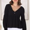 Tops Salty Crush | Grace Top - Black