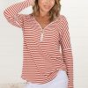 Tops Salty Crush | Cecile Stripe Top - Saffron