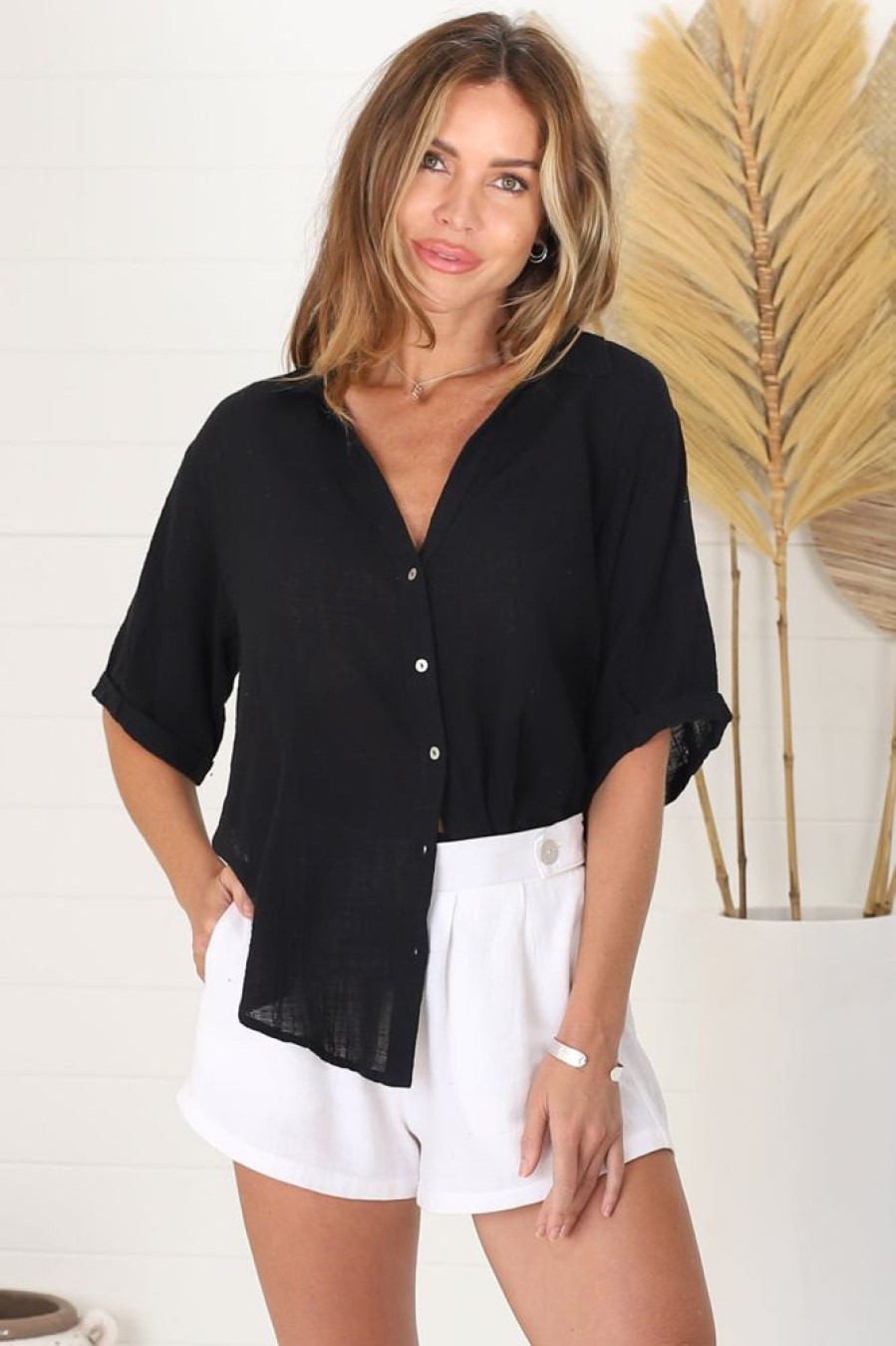 Tops Salty Crush | Shelly Shirt - Black