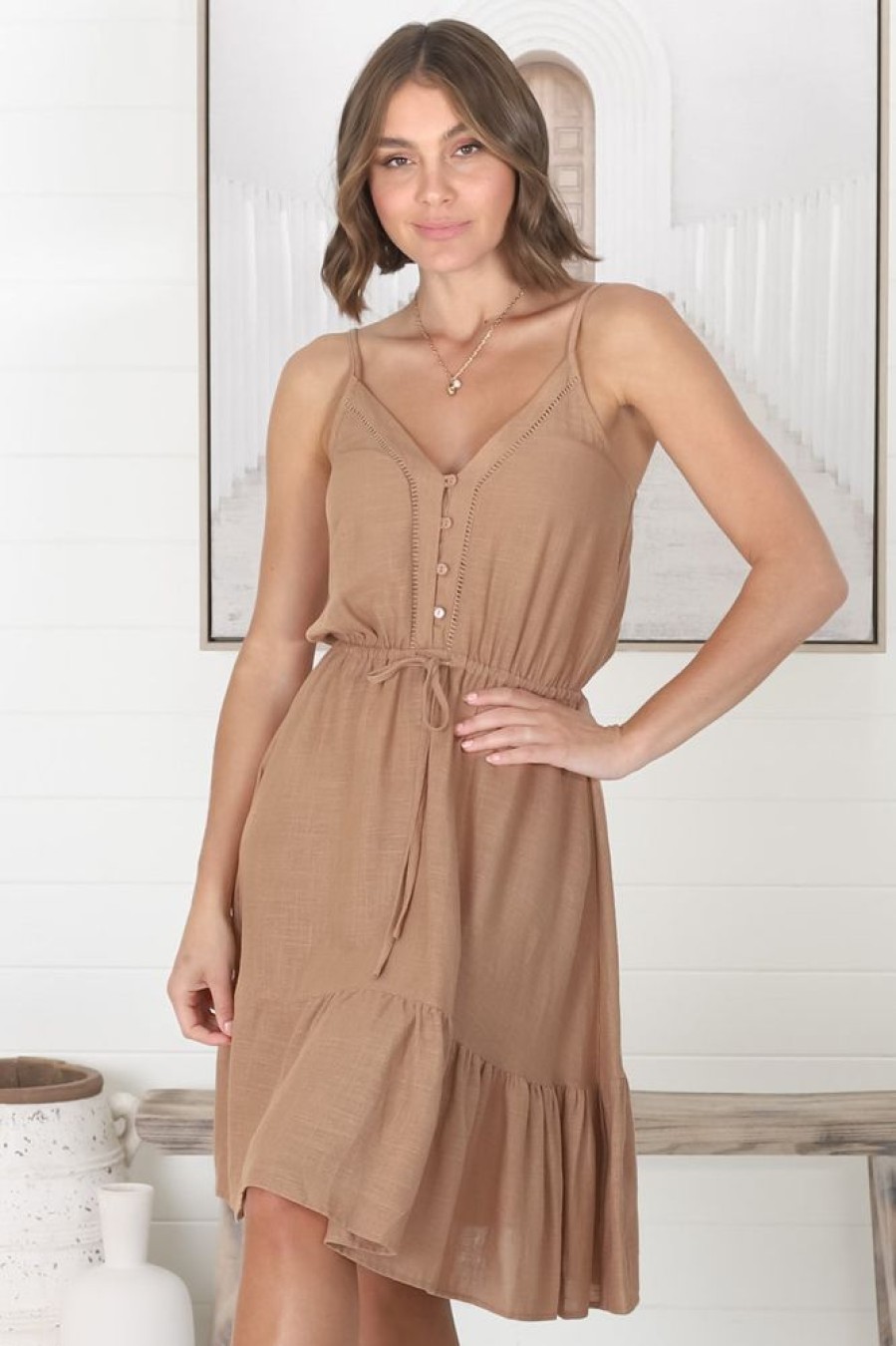 Dresses Salty Crush | Opheria Mini Dress - Tan