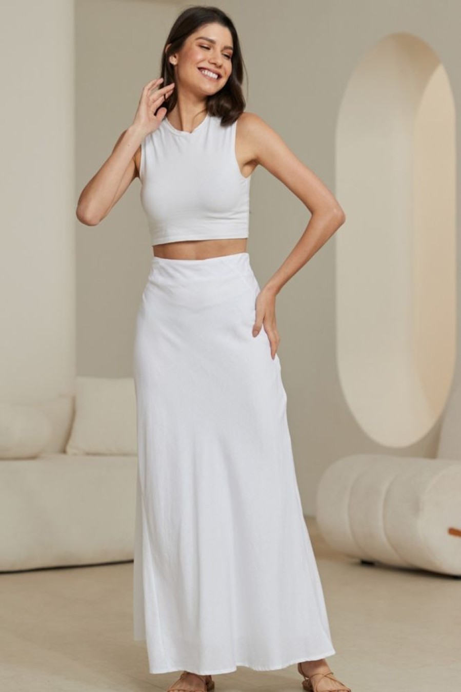 Bottoms Salty Crush | Naomi Maxi Skirt - White