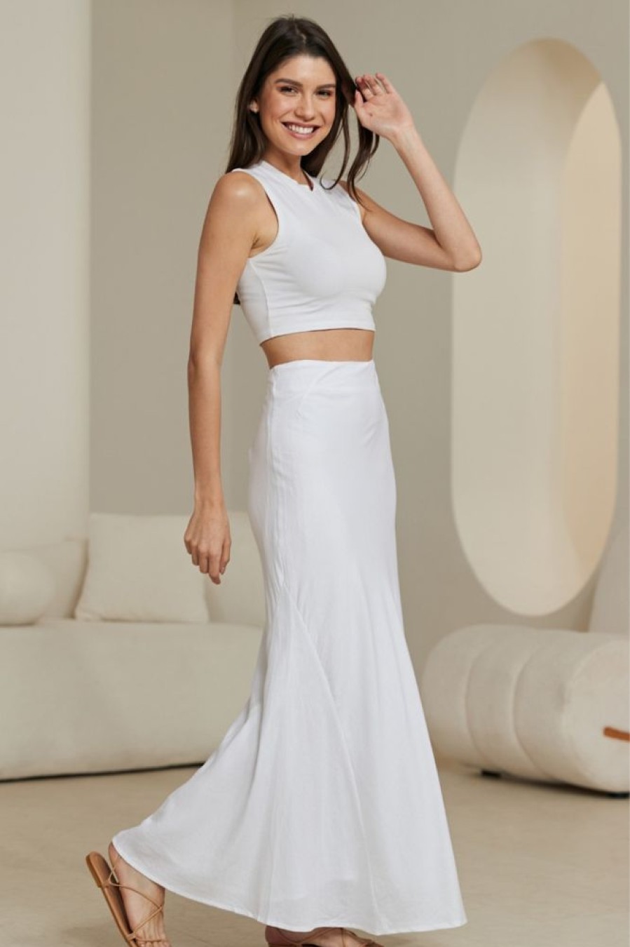 Bottoms Salty Crush | Naomi Maxi Skirt - White