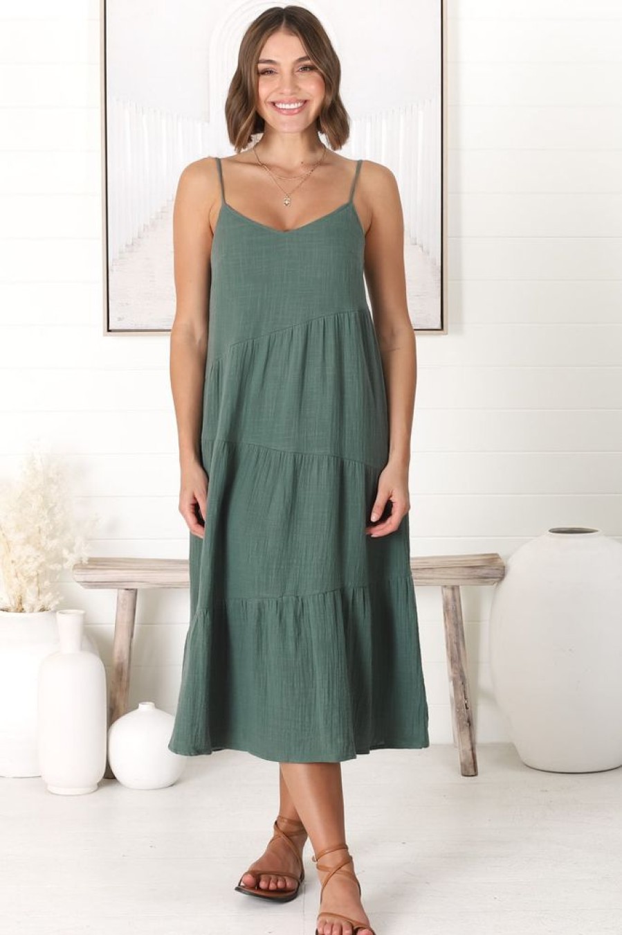 Dresses Salty Crush | Rinley Midi Dress - Forest Green