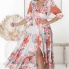 Dresses JAASE | Jaase - Tessa Maxi Dress: A Line Pull Tie Waist Dress In Fleur Print