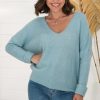 Tops Salty Crush | Carol Knit Top - Water Blue