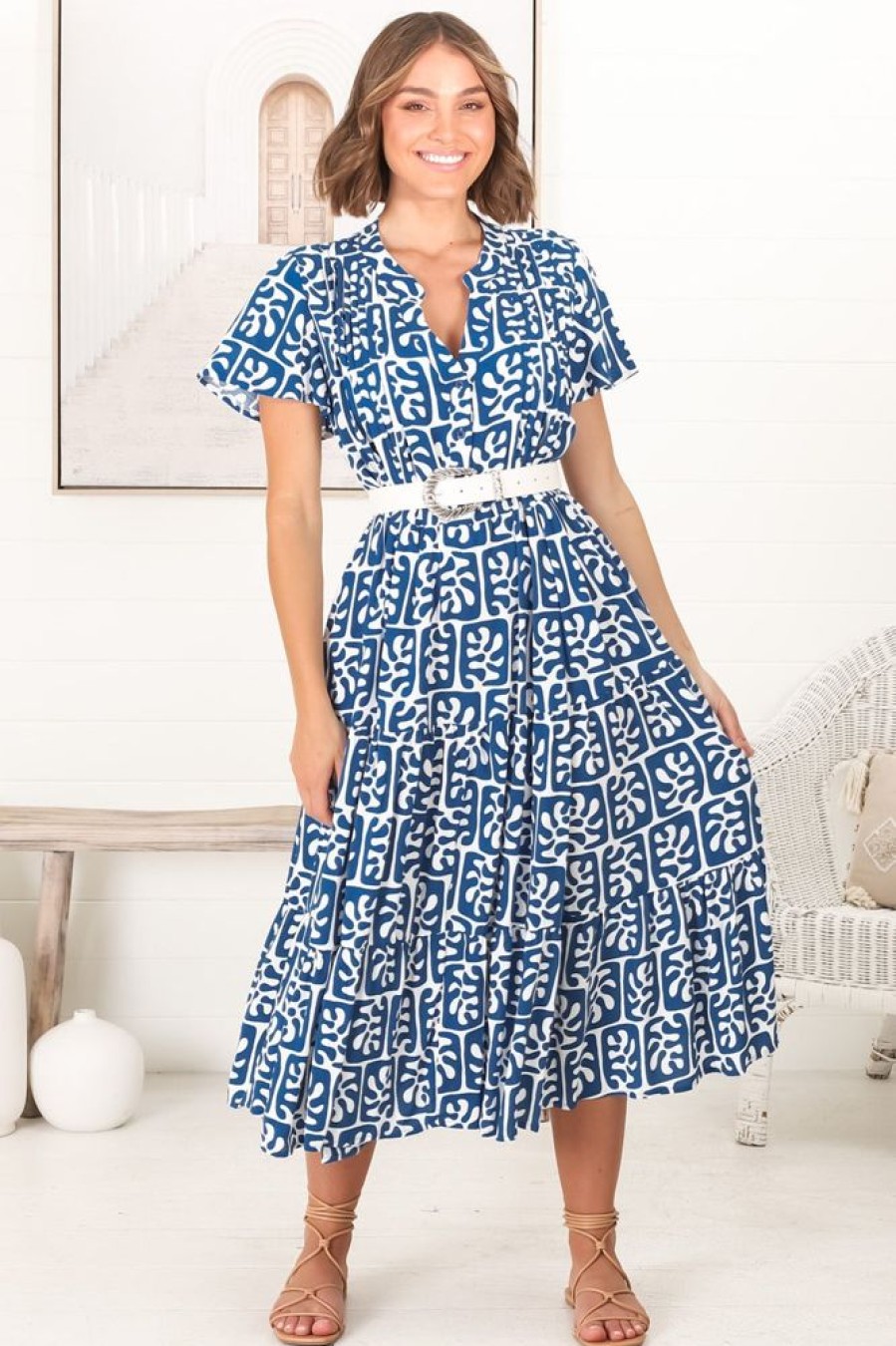 Dresses Salty Crush | Peggy - Davey Midi Dress - Blue