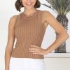 Tops Salty Crush | Kitty Ribbed Crop - Camel