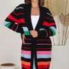Jackets/Knitwear Salty Crush | Kodie Cardigan - Open Front Bold Rainbow Stripe Cardigan In Black