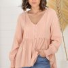 Tops Salty Crush | Lazarus Linen Top - Rose