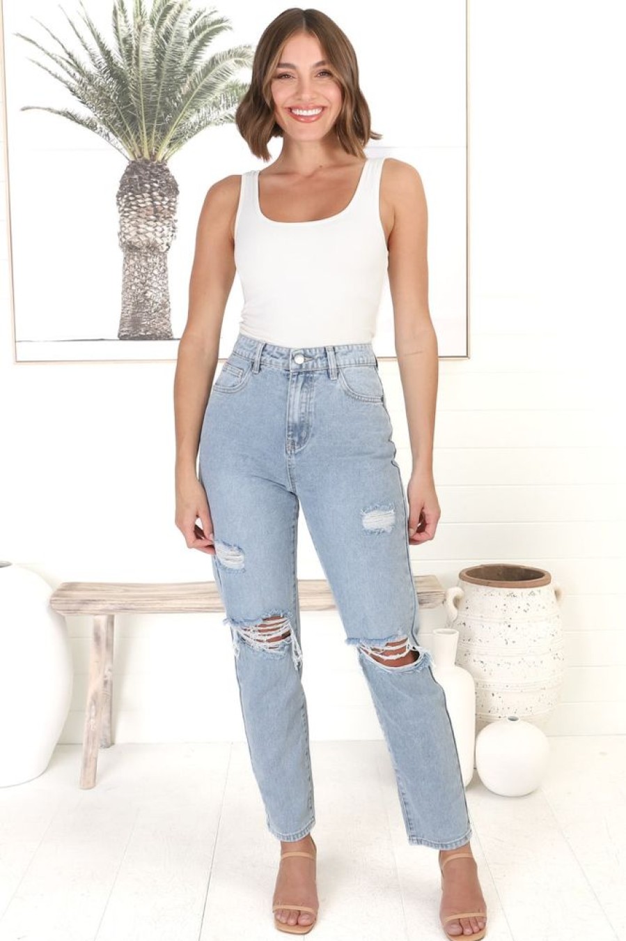 Bottoms Salty Crush | Amanda Boyfriend Jeans - Light Denim