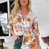 Tops JASSE | Jaase - Florence Blouse: Lace Shoulders Button Down Blouse In Dalilah Print