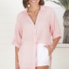 Tops Salty Crush | Beachly Stripe Shirt - Coral