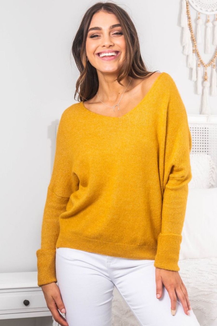 Tops Salty Crush | Carol Knit Top - Mustard