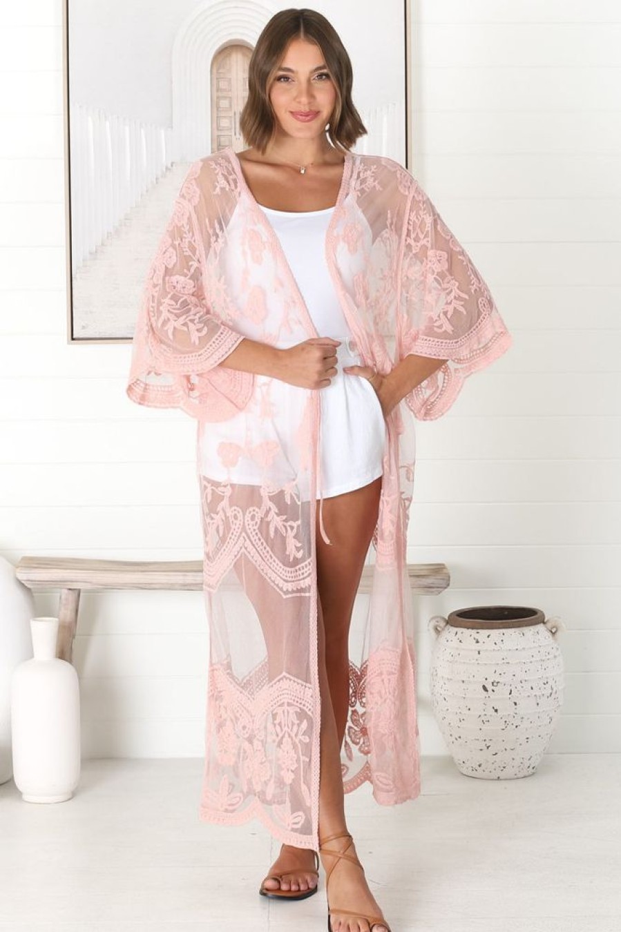 Tops Salty Crush | Haylo Kimono - Pink