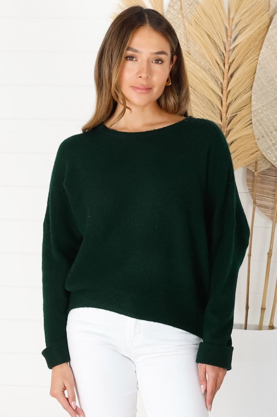 Jackets/Knitwear Salty Crush | Joanne Knit Top - Dark Green