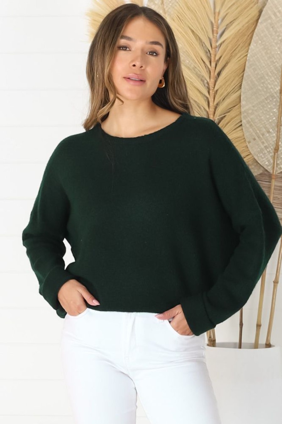 Jackets/Knitwear Salty Crush | Joanne Knit Top - Dark Green