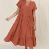 Dresses Salty Crush | Peggy Midi Dress - Rust