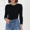 Tops Salty Crush | Raye Knit Top - Crew Neck Ribbed Long Sleeve Top In Black