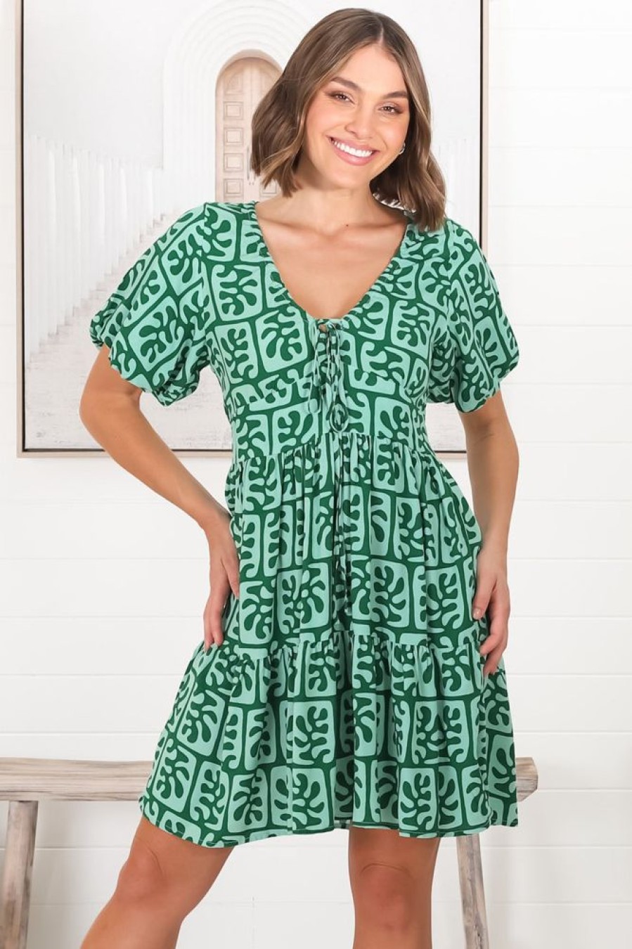 Dresses Salty Crush | Lilly - Davey Mini Dress - Green