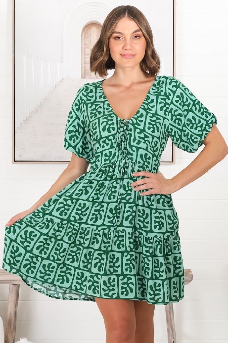 Dresses Salty Crush | Lilly - Davey Mini Dress - Green