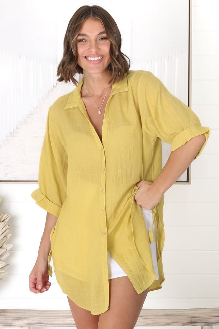 Tops Salty Crush | Beachly Shirt - Mustard