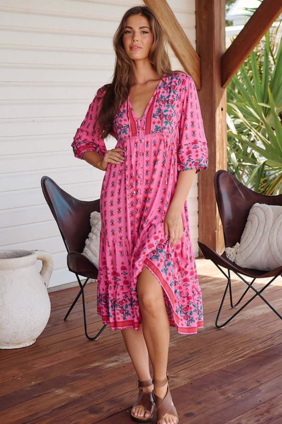 Jaase Jaase | Monday - Raspberry Romance Midi Dress