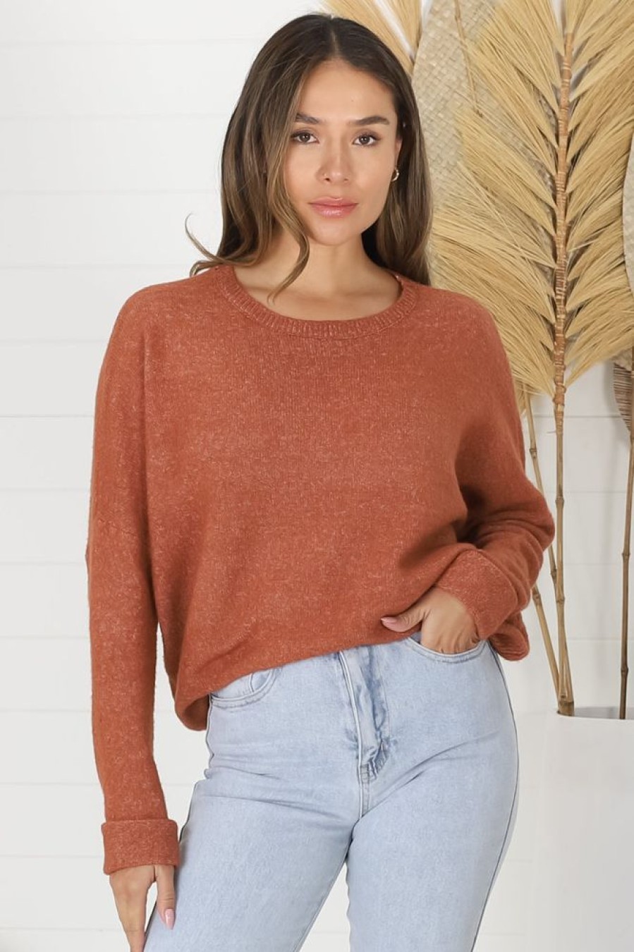 Jackets/Knitwear Salty Crush | Joanne Knit Top - Terracotta