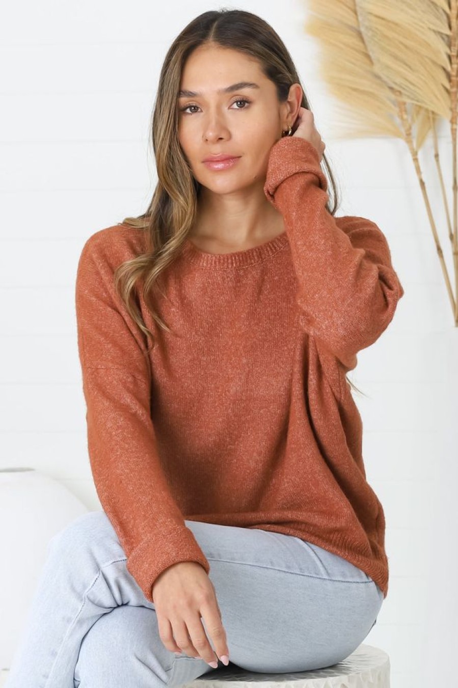 Jackets/Knitwear Salty Crush | Joanne Knit Top - Terracotta