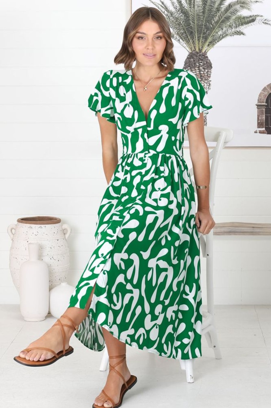 Dresses Salty Crush | Loya - Jaxie Midi Dress - Green