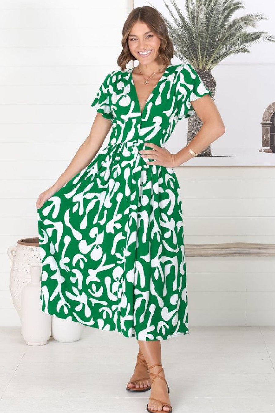 Dresses Salty Crush | Loya - Jaxie Midi Dress - Green