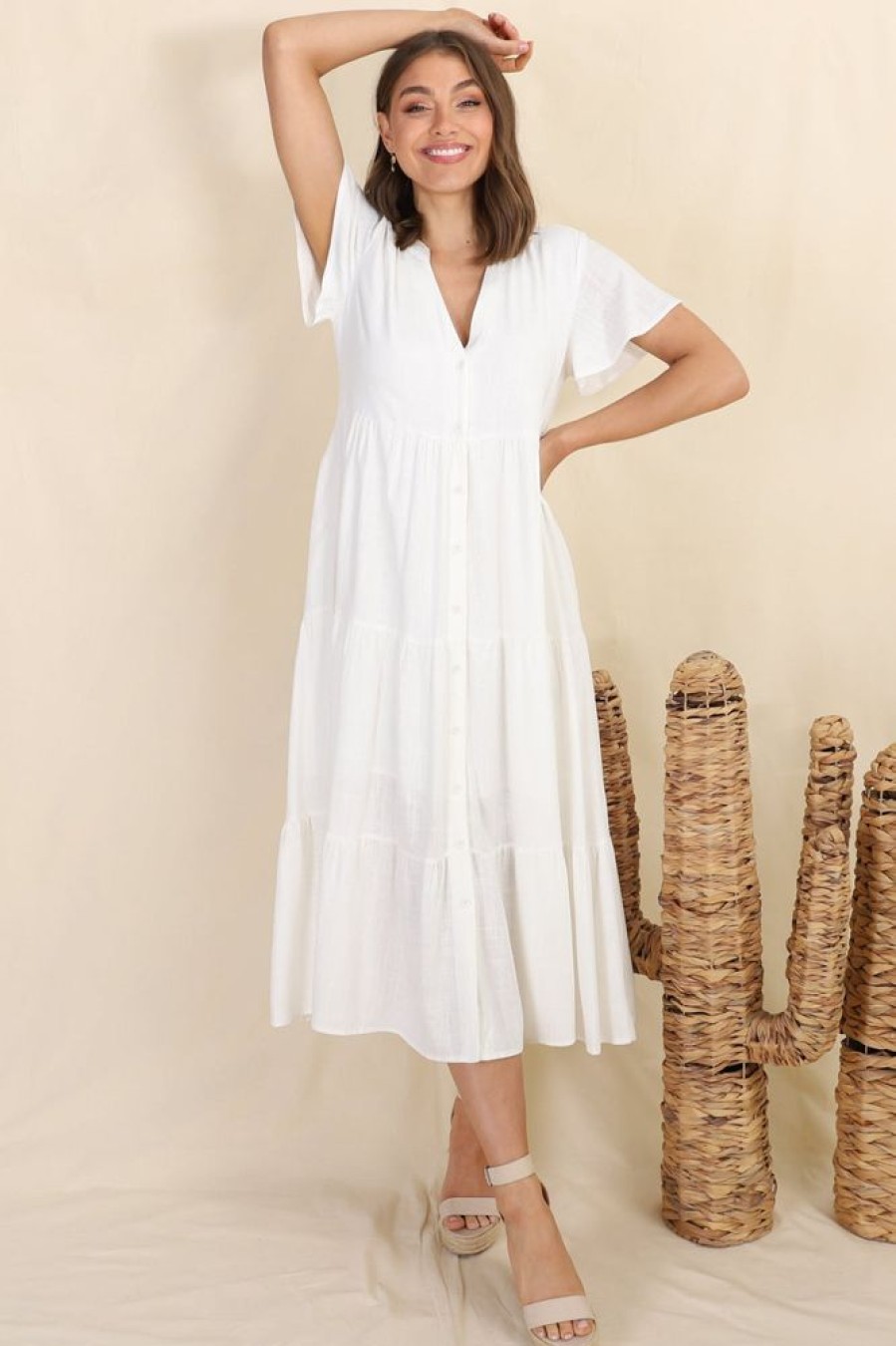 Dresses Salty Crush | Milla Midi Dress - White