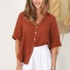 Tops Salty Crush | Shelly Shirt - Rust