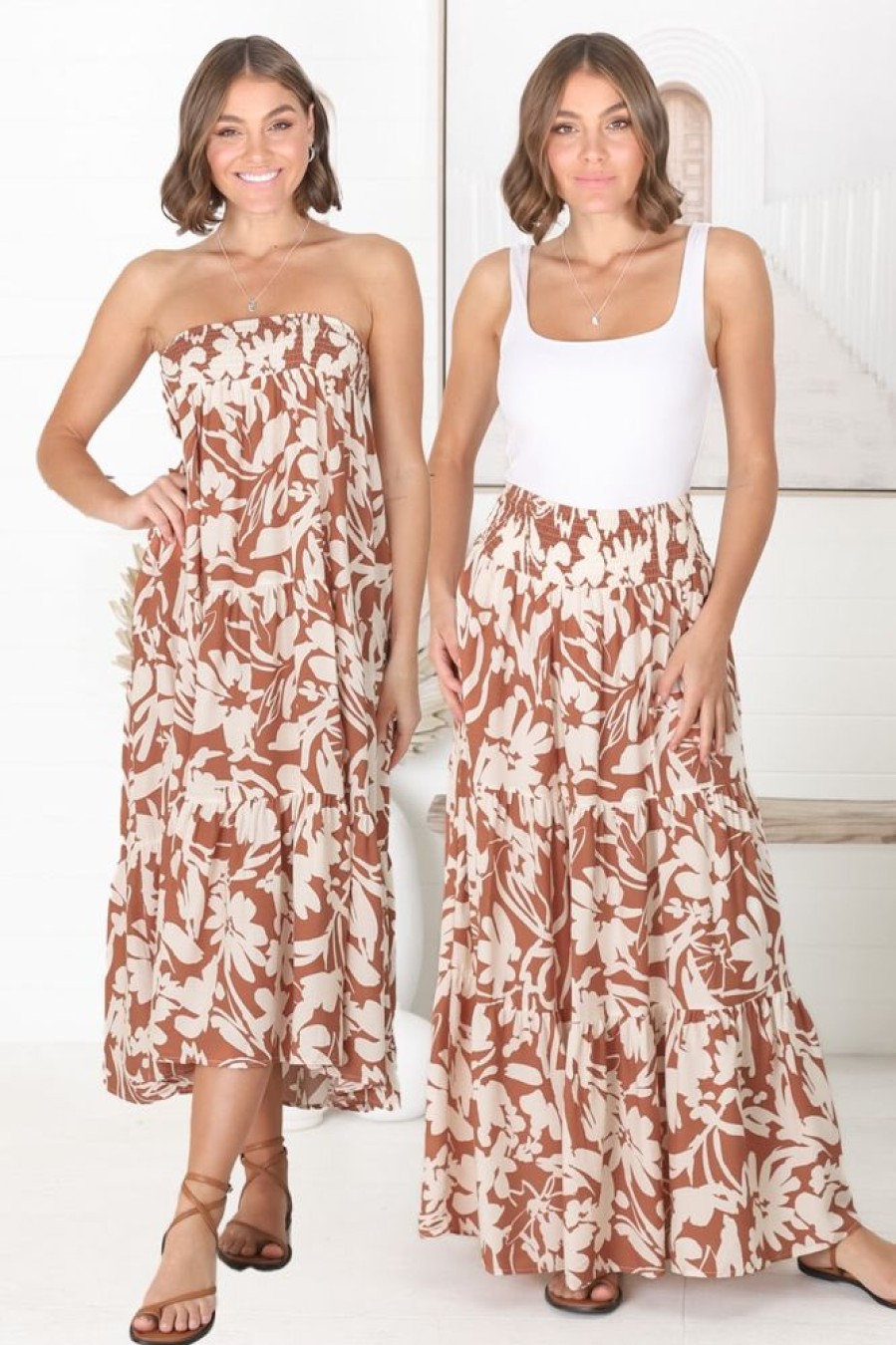 Dresses Salty Crush | Charis Maxi Skirt/Midi Dress - Rust