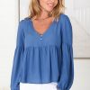 Tops Salty Crush | Grace Top - Blue