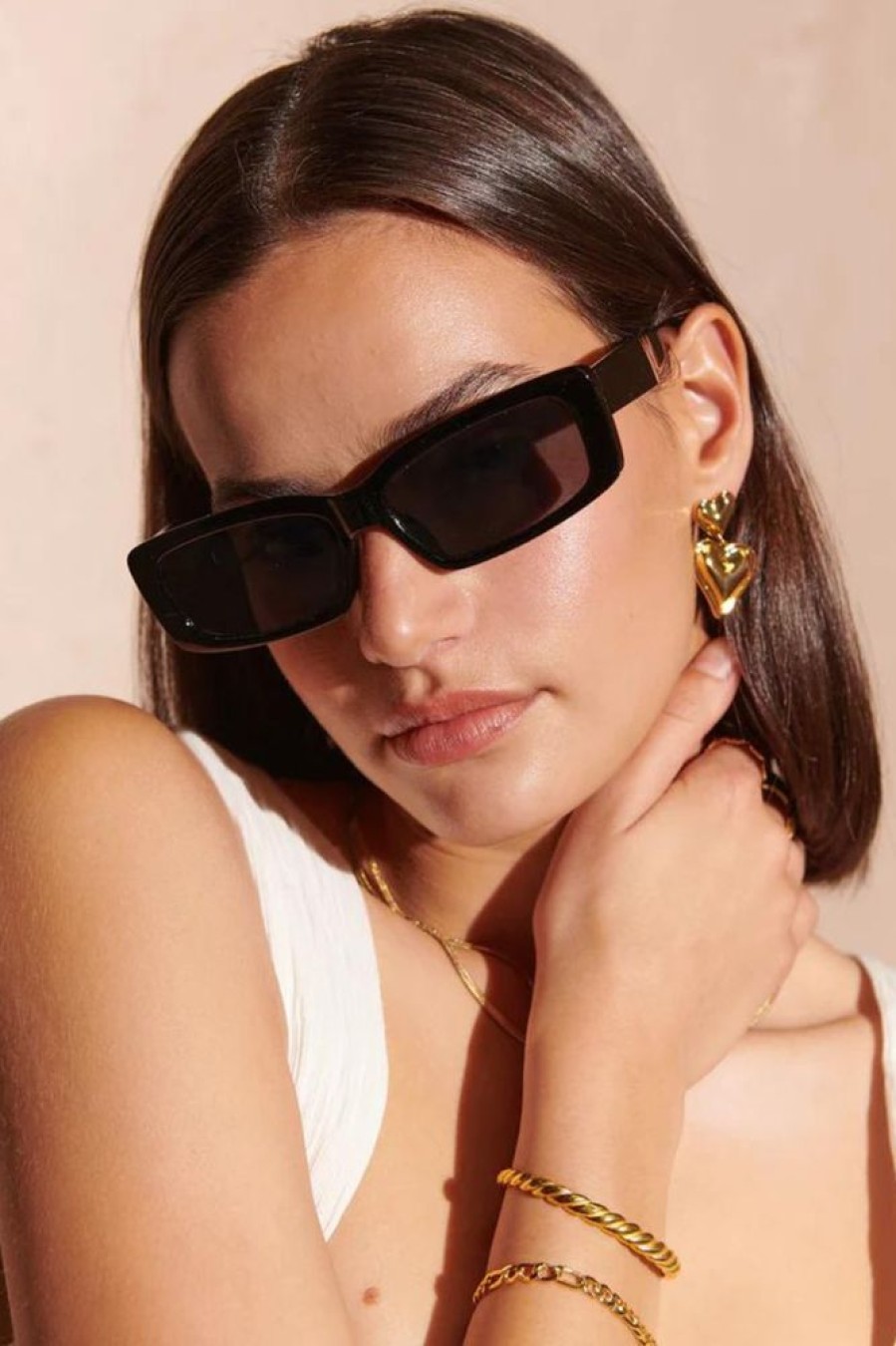 Accessories ANGELS WHISPER | Andie Rectangular Sunglasses - Black