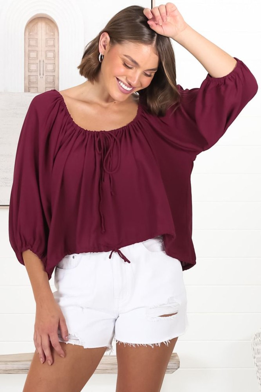 Tops Salty Crush | Thelma Top - Wine